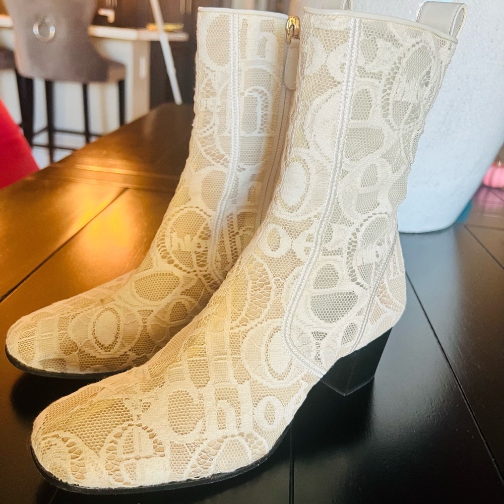 Chloe Cream Lace Ankle Booties